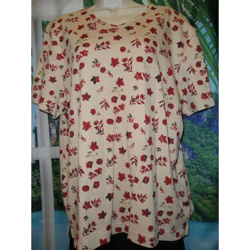 NEW by EMMA'S GARDEN, PRETTY MULTI-COLOR TOP, BLOUSE, SHIRT, SIZE XL V-NECK